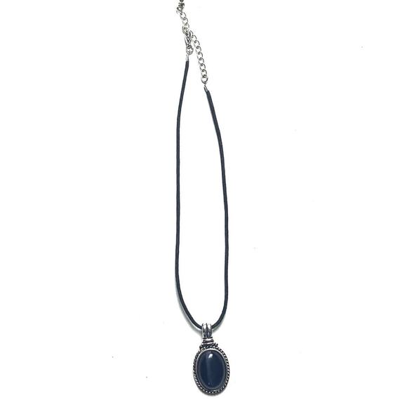 Women's Black Corded Round Pendant Necklace Fashion Statement Accessory - Picture 1 of 7